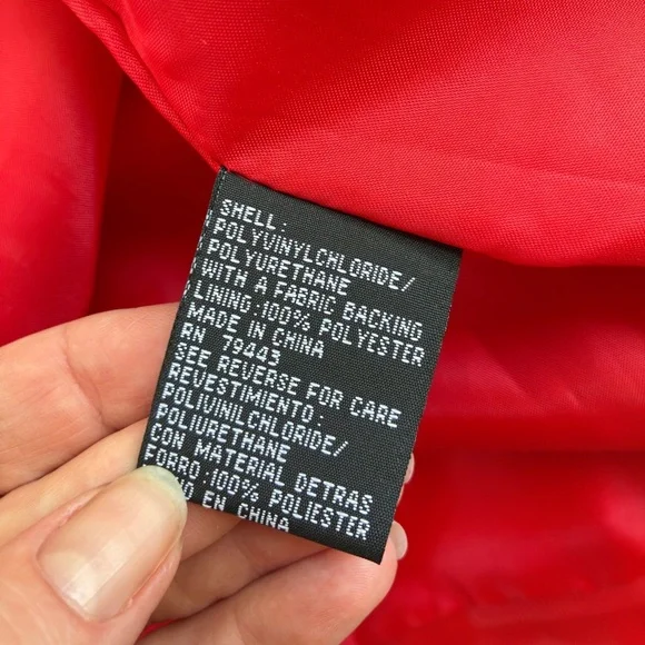 LEARSI red vintage PVC faux leather bomber jacket women’s sz M lightweight EUC - Picture 13 of 15